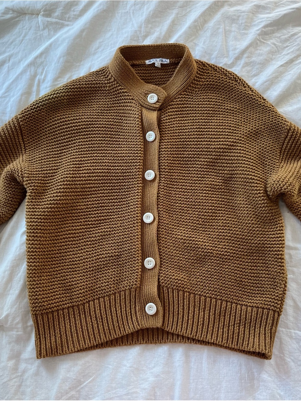 Alex Mill Chestnut Brown Button-Front Knit Cardigan